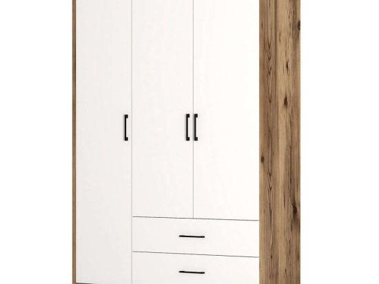 Ντουλάπα Τρίφυλλη Kumsal 845HCT5460 120x47,5x201,4cm Walnut-White Τρίφυλλη
