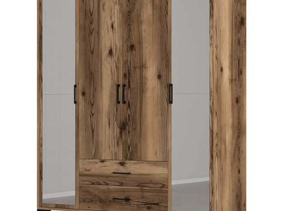 Ντουλάπα Τετράφυλλη Kumsal 845HCT5477 160x47,5x201,4cm Walnut Τετράφυλλη