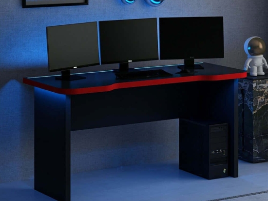 Γραφείο Gaming Με Φως Led Phoenix 506MNR3426 150x60x76cm Black-Red