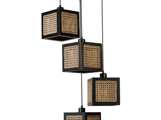 Φωτιστικό Οροφής Kumsal 941RTN1160 Φ35x70cm 4xE27 40W Natural-Black Opviq