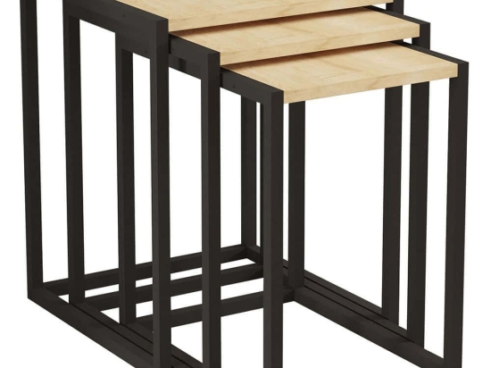 Ζιγκόν Tali (Σετ 3Τμχ) 835PUQ6261 44x45x52/39x45x49/34x45x46cm Black-Oak