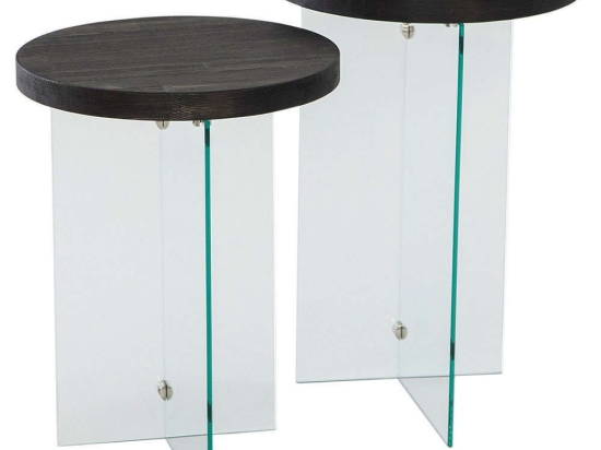 Τραπεζάκια Βοηθητικά Serenity (Σετ 2Τμχ) 552NOS2404 35x51/35x46cm Clear-Anthracite