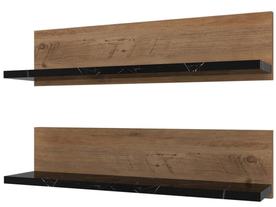 Ράφια Τοίχου Shelf (Σετ 2Τμχ) 854KLN4404 60x13x15cm Marble Effect Black-Pine