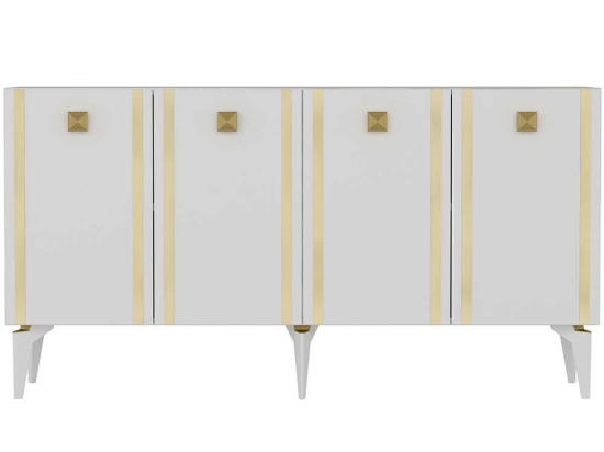 Μπουφές Doruk 475OLV2671 150x40x79cm White-Gold Μοριοσανίδα, Μελαμίνη