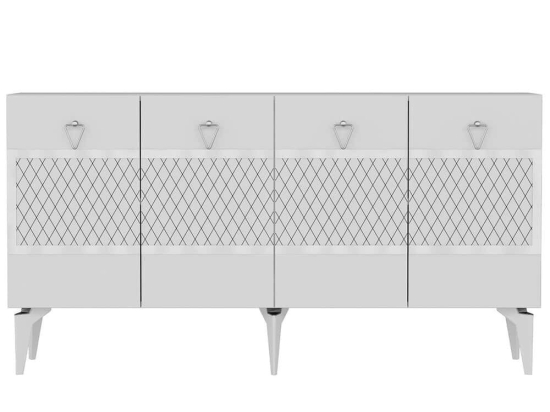 Μπουφές Ipek 475OLV2679 150x40x79cm White-Silver Μοριοσανίδα, Μελαμίνη
