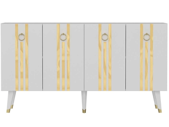 Μπουφές Isil 475OLV2682 150x40x80cm White-Gold Μοριοσανίδα, Μελαμίνη