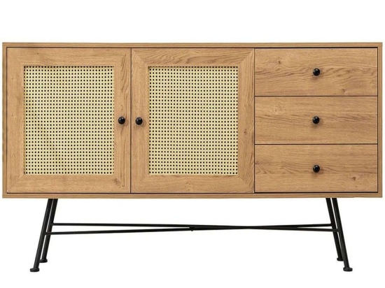 Μπουφές Nala 141HWR1126 160x40x90cm Natural Μοριοσανίδα, Μέταλλο