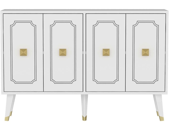Μπουφές Roland 327ODS1229 120x30x80cm White-Gold Μοριοσανίδα, Μελαμίνη
