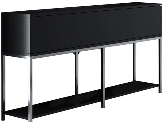 Κονσόλα Lord 618BLY1217 150x30x80cm Black-Silver Μοριοσανίδα, Μέταλλο