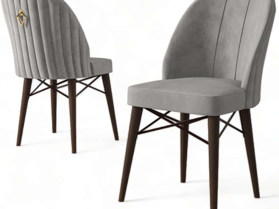 Καρέκλα Ritim Babyface (Σετ 4Τμχ) 240CHR1488 44x42x96cm Grey-Brown Μέταλλο,Ύφασμα