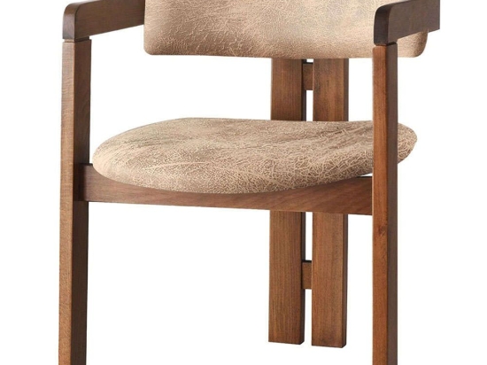 Πολυθρόνα 974NMB1757 58x49x76cm Walnut-Beige Ξύλο