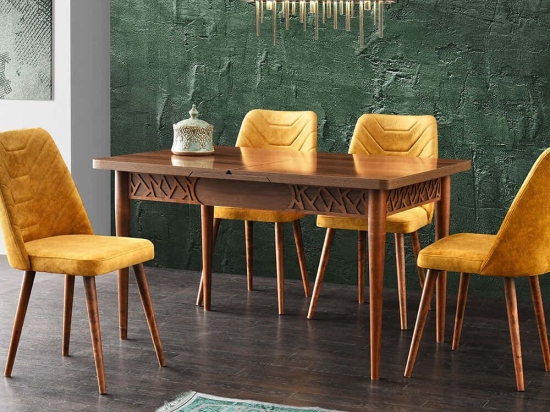 Τραπέζι Επεκτεινόμενο Mira 974NMB1825 130/165x80x75cm Walnut Πλαστικό,Μοριοσανίδα