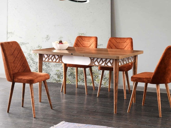 Τραπέζι Επεκτεινόμενο Mira 974NMB1826 130/165x80x75cm Walnut-White Πλαστικό,Μοριοσανίδα