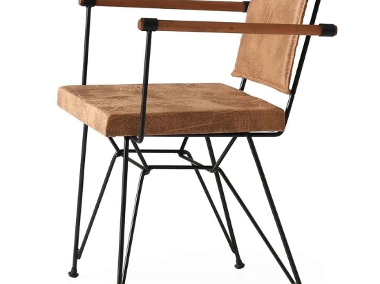 Πολυθρόνα Penyez (Σετ 2Τμχ) 974NMB1828 52x52x82cm Brown-Black Μέταλλο