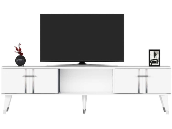 Έπιπλο Τηλεόρασης Asel 475OLV2699 150x29,6x44,6cm White-Silver