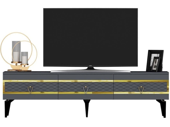 Έπιπλο Τηλεόρασης Ipek 475OLV2705 180x29,6x44,6cm Anthracite-Gold