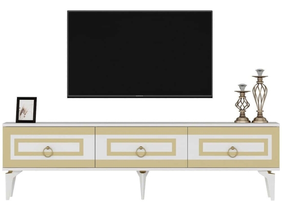 Έπιπλο Τηλεόρασης Karya 475OLV2724 180x29,6x44,6cm White-Gold