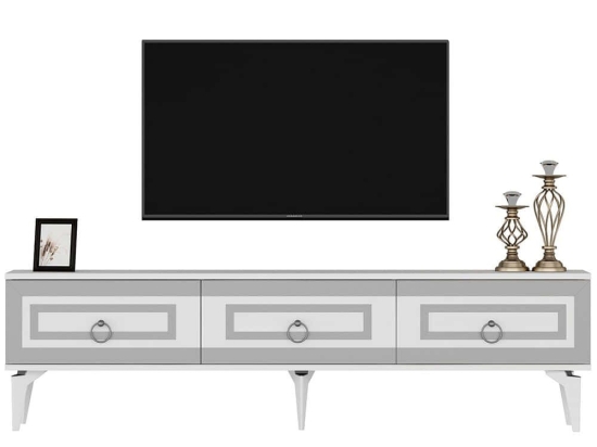 Έπιπλο Τηλεόρασης Karya 475OLV2725 180x29,6x44,6cm White-Silver