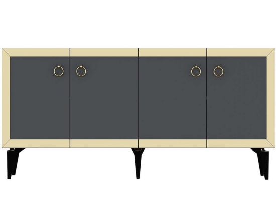 Μπουφές Ponny 475OLV2747 150x40x79cm Anthracite-Gold Μοριοσανίδα, Μελαμίνη