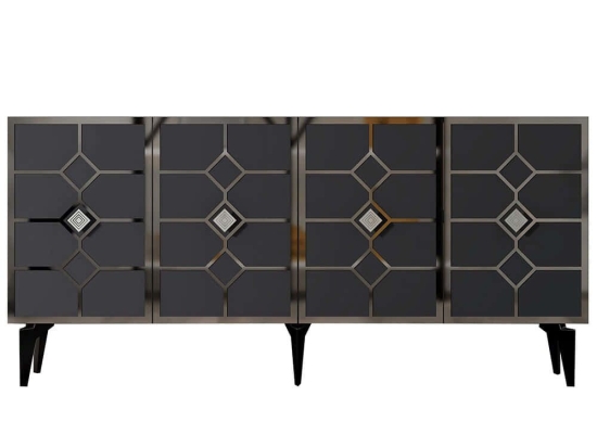 Μπουφές Cagla 475OLV2764 150x40x79cm Anthracite-Silver Μοριοσανίδα, Μελαμίνη