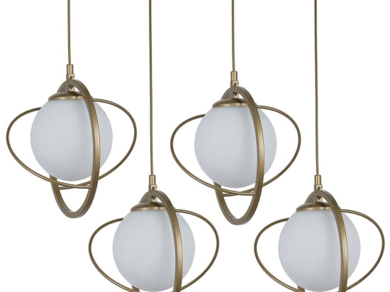 Φωτιστικό Οροφής - Ράγα Nepal 846STL1684 65x25x70cm 4xE27 40W Gold-White Opviq