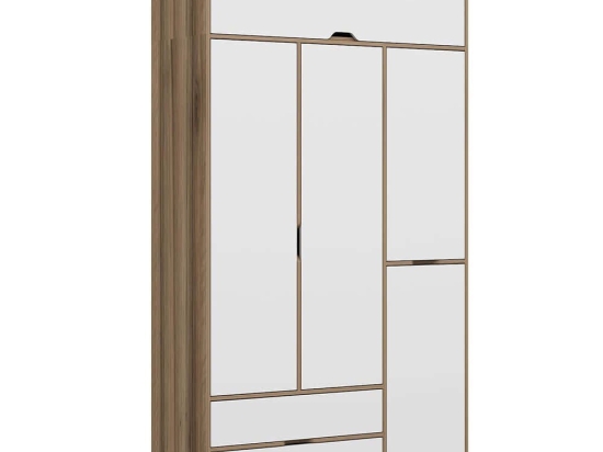 Ντουλάπα Τετράφυλλη Με Πατάρι Elina 506MNR3736 140x52x253cm Oak-White Τετράφυλλη