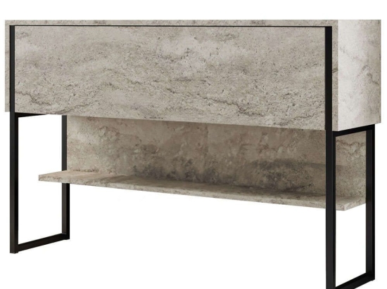 Κονσόλα Luxe 618BLY1410 120x30x80cm Travertine Beige-Black Μοριοσανίδα, Μέταλλο
