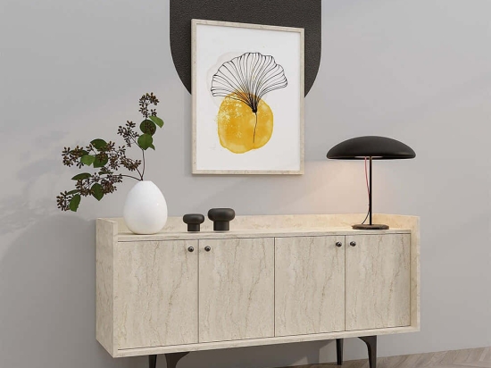 Μπουφές Navi 393MRD1512 150x40x80cm Travertine Beige Μοριοσανίδα, Μελαμίνη