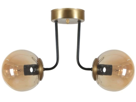 Φωτιστικό Οροφής - Πλαφονιέρα Pablo 846STL5148 40x30cm 2xE27 40W Black-Gold Opviq