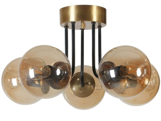 Φωτιστικό Οροφής - Πλαφονιέρα Pablo 846STL5151 Φ45x30cm 5xE27 40W Black-Gold Opviq