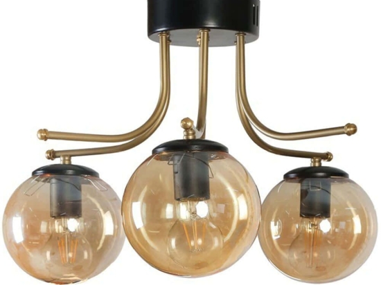 Φωτιστικό Οροφής - Πλαφονιέρα Roma 846STL5188 Φ50x32cm 3xE27 40W Black-Gold Opviq