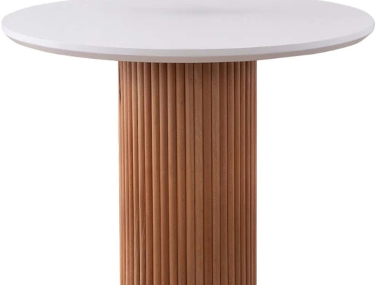 Τραπέζι Otantik 974NMB2225 Φ104x75cm White-Walnut Mdf,Ξύλο