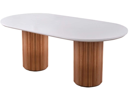 Τραπέζι Li 974NMB2226 200x100x77cm White-Walnut Mdf,Ξύλο