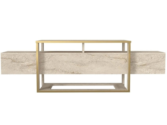 Έπιπλο Τηλεόρασης Bianco 804TRH4920 160x46,1x49,8cm Travertine Beige-Gold