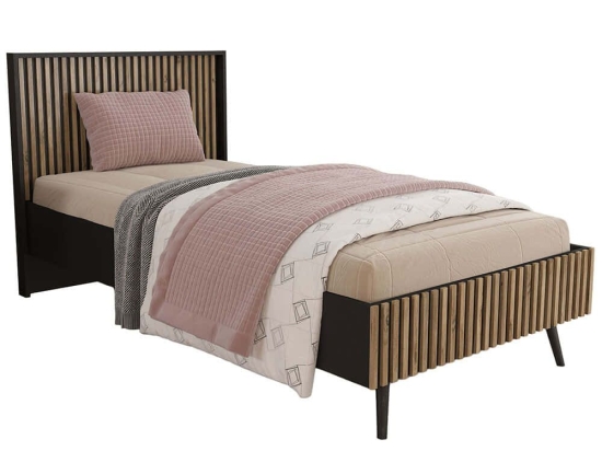 Κρεβάτι 787CDL1407 99x195x95cm Pine-Black Μονό