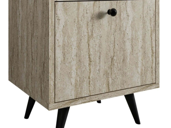Κομοδίνο Dopo 811MDD3441 50x40x55cm Travertine Beige-Black