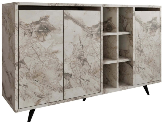 Μπουφές Seria 811MDD4155 140x40x86cm Marble Effect White Μοριοσανίδα, Μελαμίνη