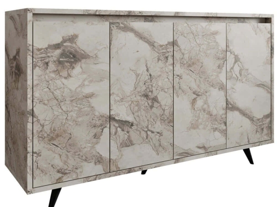 Μπουφές Shans 811MDD4156 140x40x86cm Marble Effect White Μοριοσανίδα, Μελαμίνη