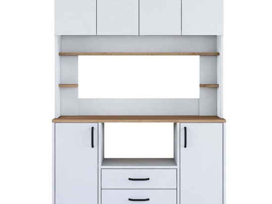 Ντουλάπι Κουζίνας 893RAN4959 120x40x184,2cm White-Oak Μοριοσανίδα, Μελαμίνη