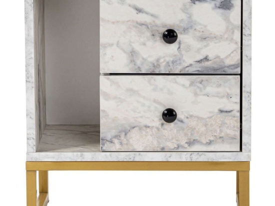 Κομοδίνο Glimmer 241NRD1409 45,2x29,5x50cm Marble Effect White-Gold