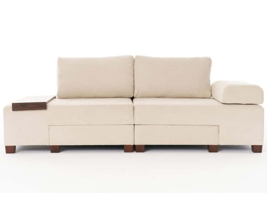 Καναπές - Κρεβάτι Τριθέσιος Perenna Chenille 825BLC4309 233x93x83cm Cream