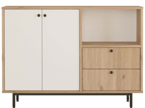 Ντουλάπι 956LCS3559 120x35,5x85cm Oak-White Μοριοσανίδα, Μέταλλο