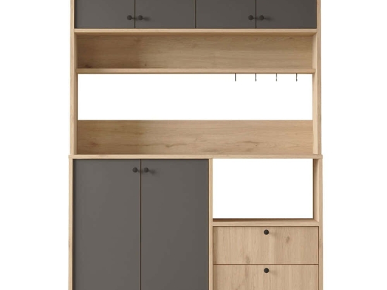 Ντουλάπι Κουζίνας 956LCS3569 120x35,5x180cm Oak-Anthracite Μοριοσανίδα, Μέταλλο