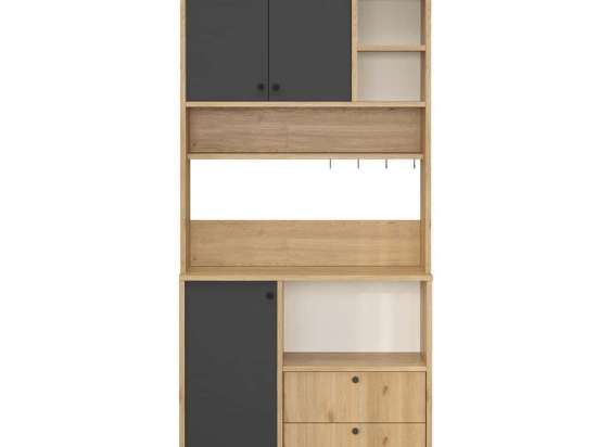 Ντουλάπι Κουζίνας 956LCS3570 88x35,5x205cm Oak-Anthracite Μοριοσανίδα, Μέταλλο