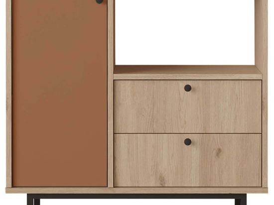 Ντουλάπι 956LCS3572 88x35,5x85cm Oak-Tile Red Μοριοσανίδα, Μέταλλο