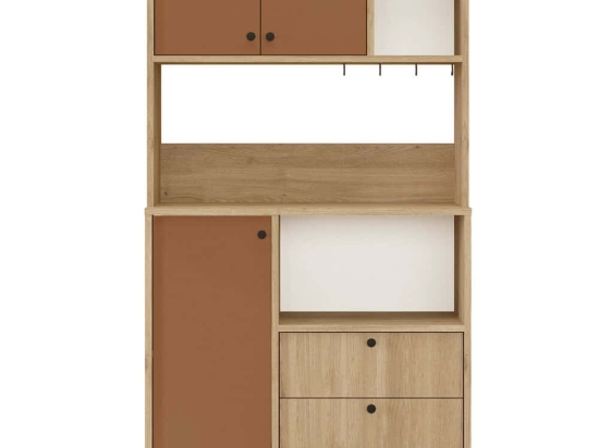 Ντουλάπι Κουζίνας 956LCS3574 88x35,5x161,2cm Oak-Tile Red Μοριοσανίδα, Μέταλλο