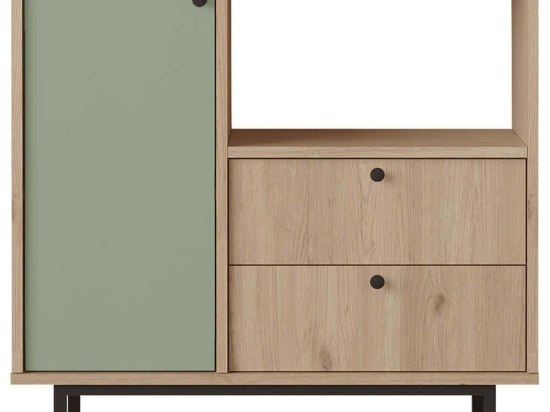 Ντουλάπι 956LCS3579 88x35,5x85cm Oak-Green Particle Board, Metal