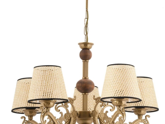 Φωτιστικό Οροφής Fiona Coral Wood 390FLH2299 55x65cm 5xE27 40W Gold-Cream Opviq