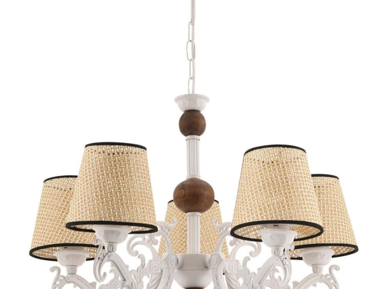 Φωτιστικό Οροφής Fiona Coral Wood 390FLH2300 55x65cm 5xE27 40W White-Cream Opviq