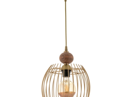 Φωτιστικό Οροφής Lillian Wood 390FLH2311 Φ26x60cm 1xE27 40W Gold-Brown Opviq